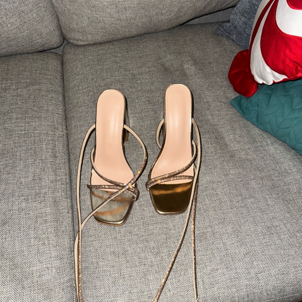 Elegant Tan Strappy Women's Heels size 8